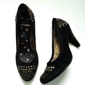 Not Rated Black heels w/  silver & gold studs